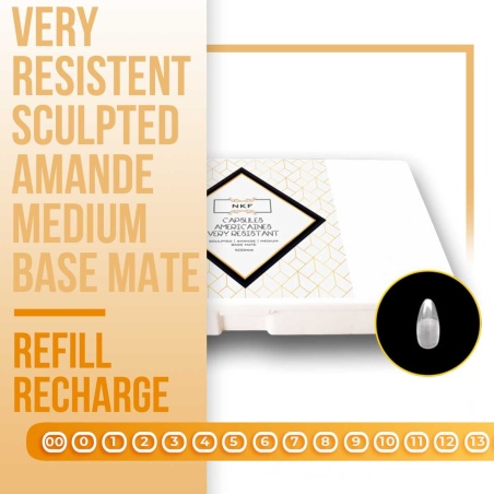 Refill / Recharge CAPSULES AMERICAINES NKF VERY RESISTENT SCULPTED AMANDE MEDIUM BASE MATE