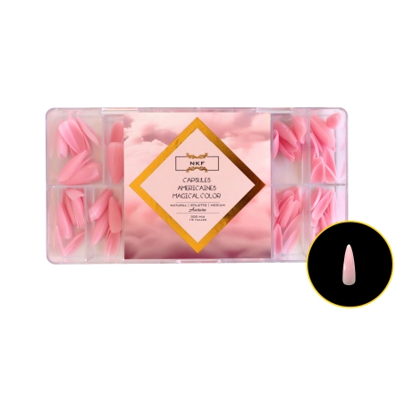 CAPSULES AMERICAINES MAGICAL COLOR NATURAL STILETTO MEDIUM AURORE NKF 300pcs