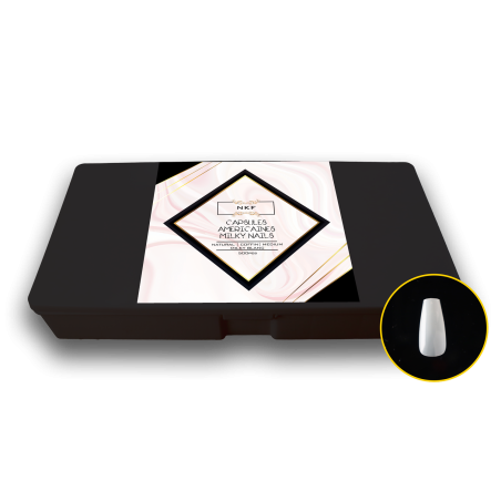 CAPSULES AMERICAINES NKF MILKY NAILS NATURAL COFFIN MEDIUM BLANC