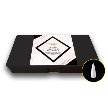 CAPSULES AMERICAINES NKF MILKY NAILS NATURAL STILETTO LONG BLANC LUMIERE