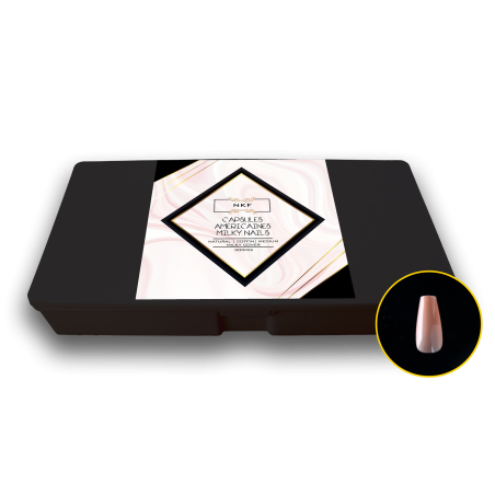 CAPSULES AMERICAINES MILKY NAILS NATURAL COFFIN MEDIUM MILKY COVER