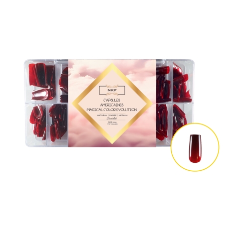 CAPSULES AMERICAINES MAGICAL COLOR EVOLUTION NATURAL CARRE MEDIUM SCARLET NKF 300pcs