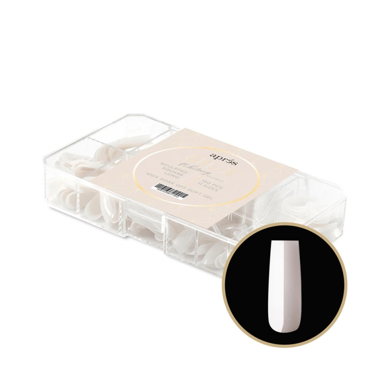 NEUTRALS GEL-X®  WHITNEY SCULPTED SQUARE LONG BOX OF TIPS 150PCS - 11 SIZES