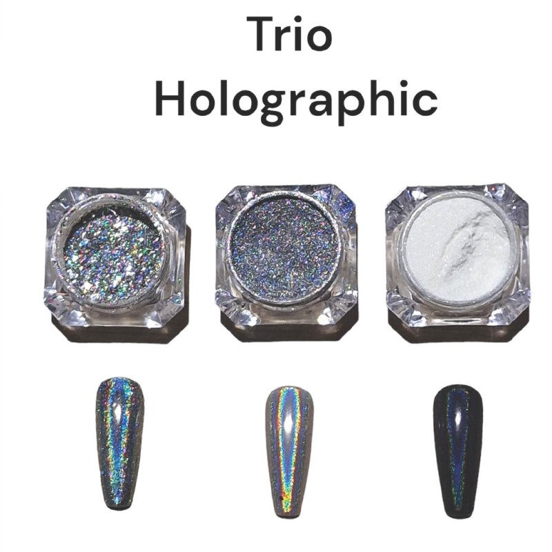 TRIO POUDRE HOLOGRAPHIC NKF  RAINBOW SILVER MAGIC